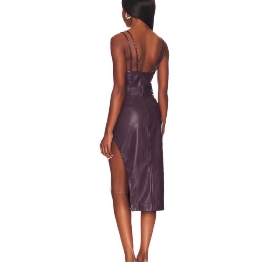 Majorelle Issa Faux Leather Midi Dress In Deep Plum Women’s Size XL Revolve - Picture 2 of 12